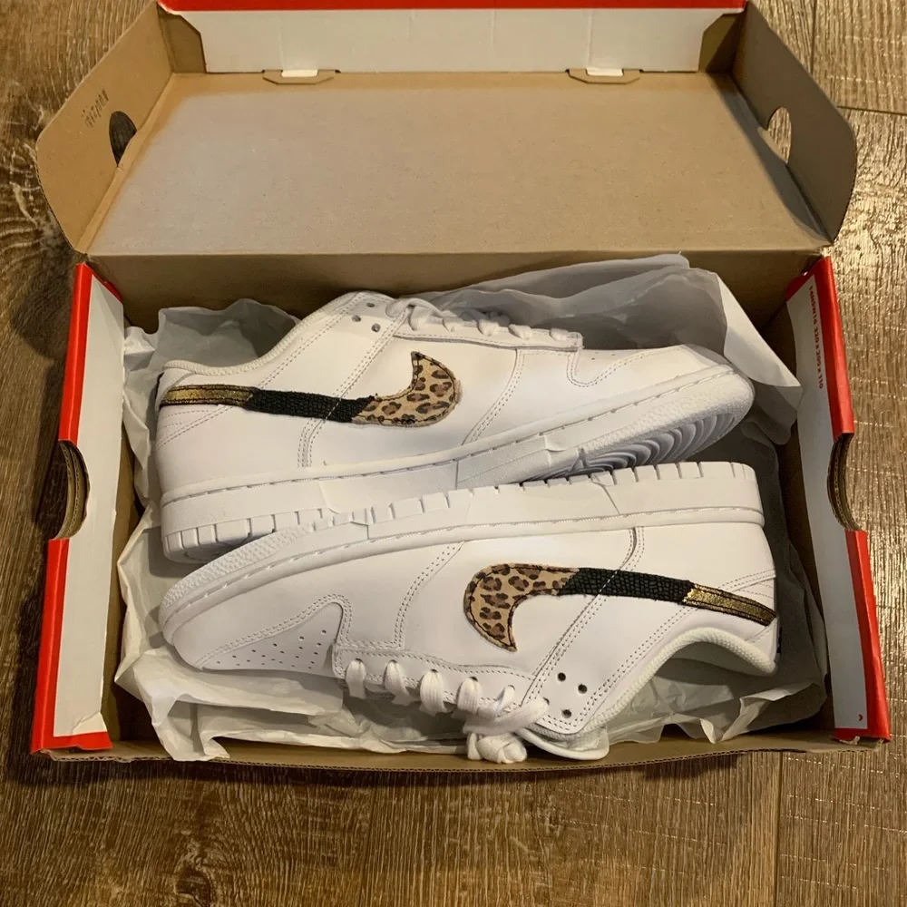 White NIKE DUNK Sneakers (Mixed Material Swooshes) - Picture 9 of 11